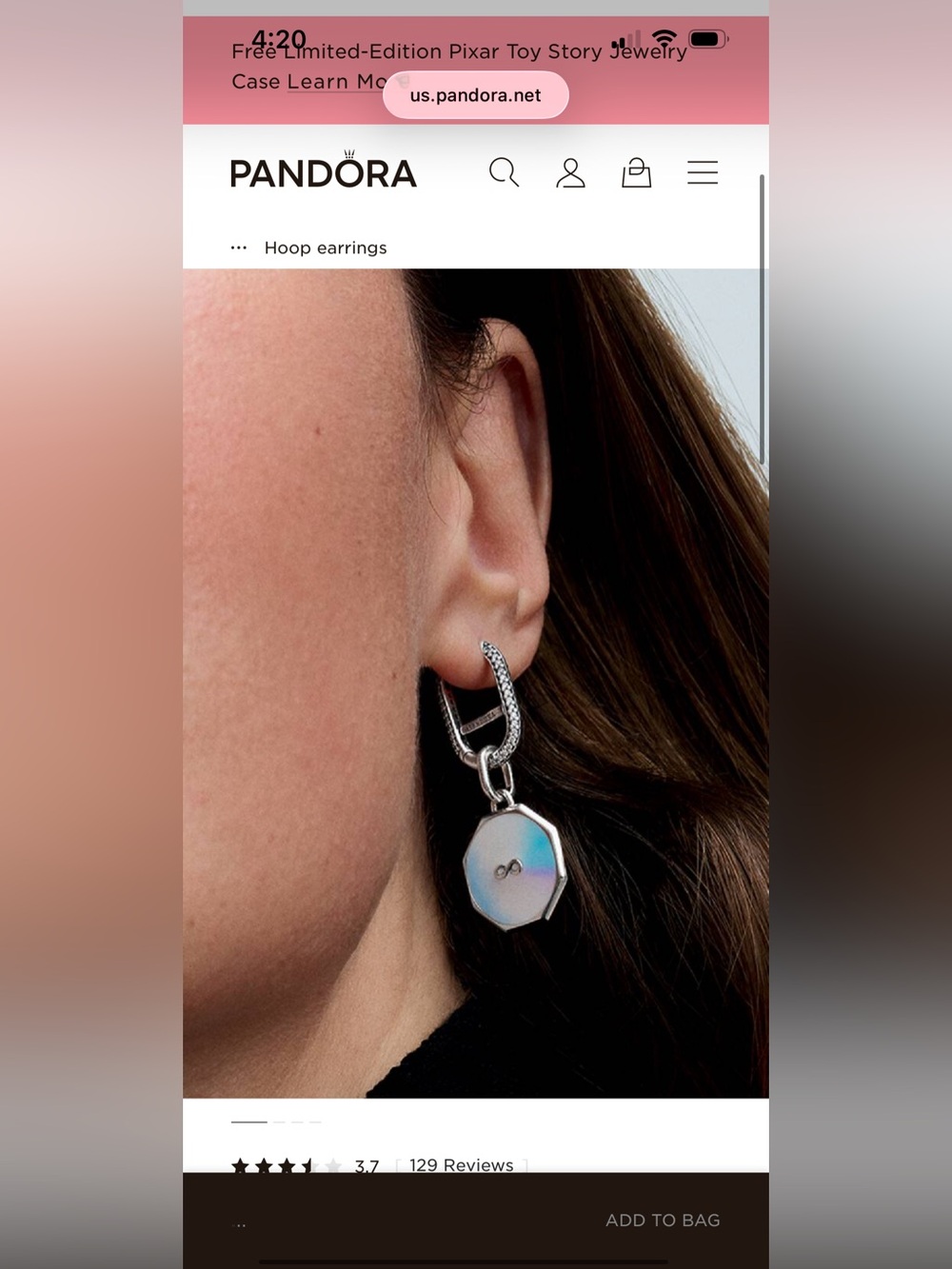 Pandora ME Sterling Silver Pavé Link Earrings Set (2 Earring Set)- New w/o Tags - Picture 6 of 6